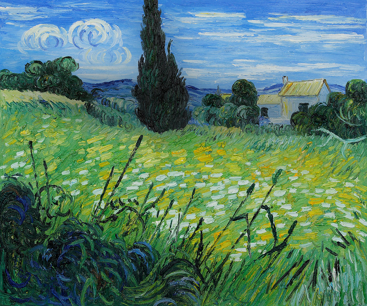 Green Wheat Field with Cypress II - Van Gogh Painting On Canvas